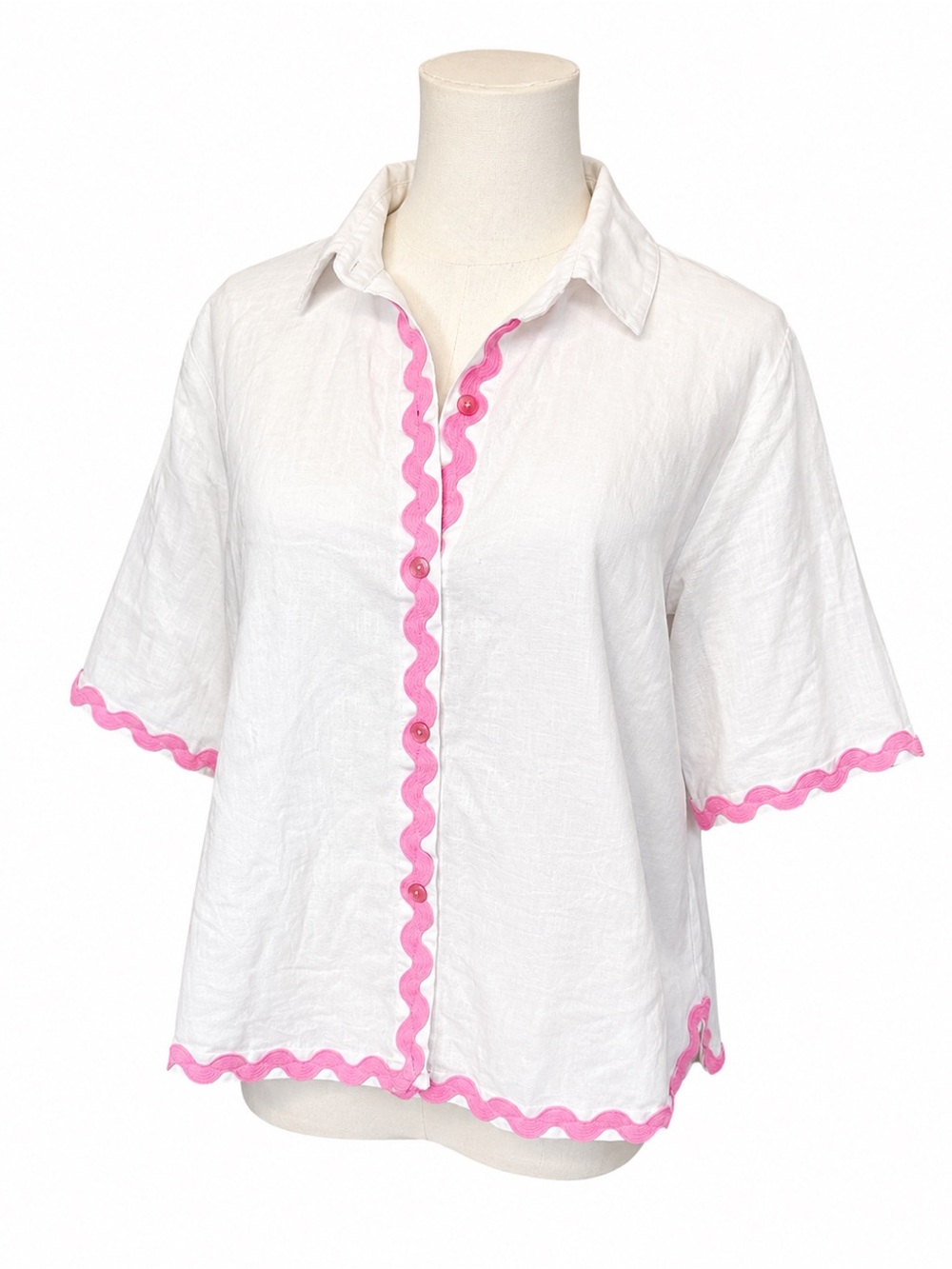 Style House Linen Pink Ric Rac Shirt NWT - Picture 6 of 7
